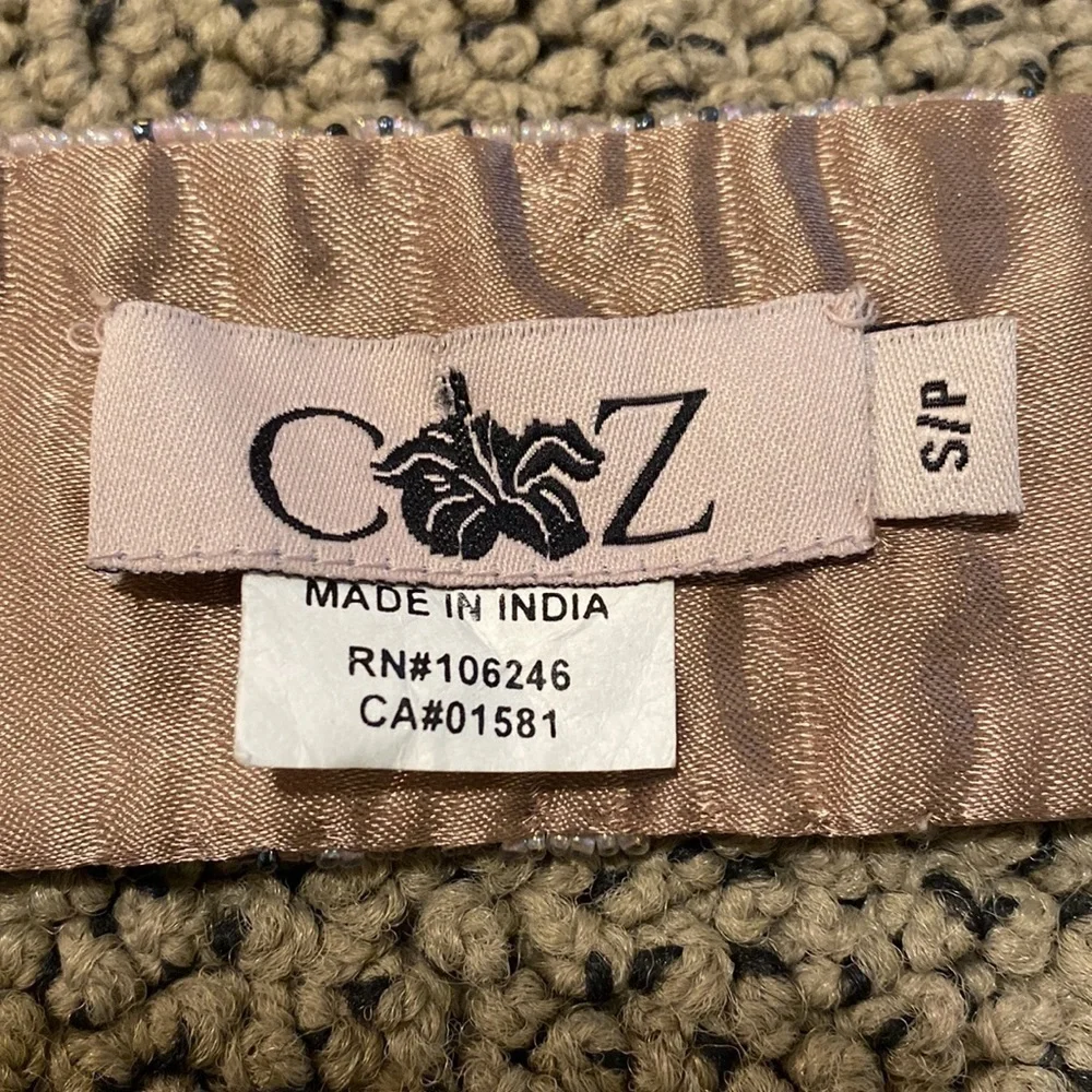 Beautiful Beaded Satin Tie Belt in EUC